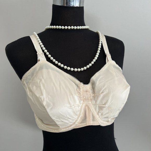 Vintage Edith Lances Minimizing Hand Sewn Bra In Cream Nude - Picture 9 of 13